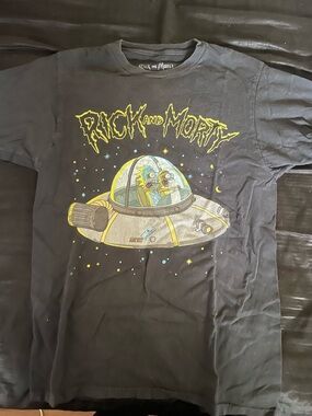 Rick & Morty Black Graphic Tee - Space Ship Design